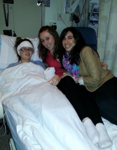 In the hospital with my sorority sisters, one of us isn't looking their best. Photo by John Podolak.